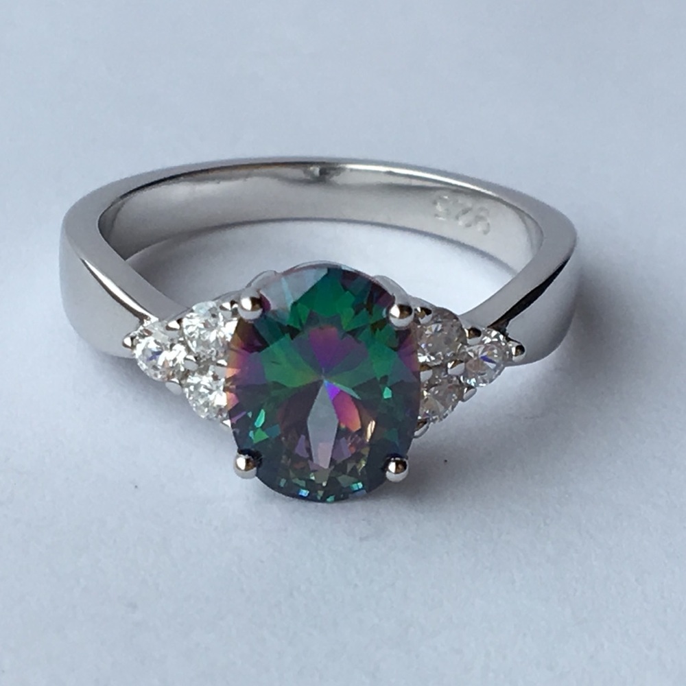 Rainbow Topaz Sterling silver ring